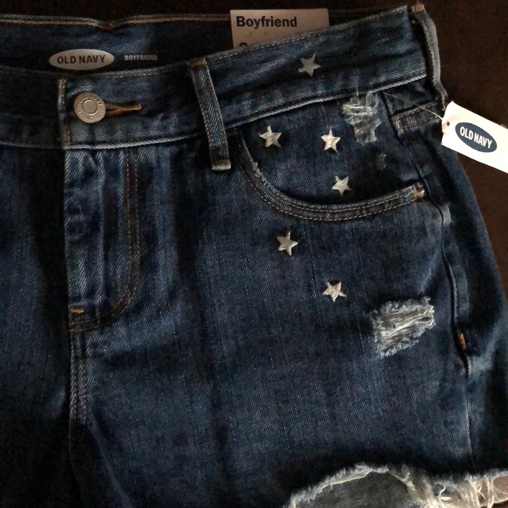 Embroidered-Stars Denim Cutoffs - 2.5 inch inseam - Picture 3 of 5